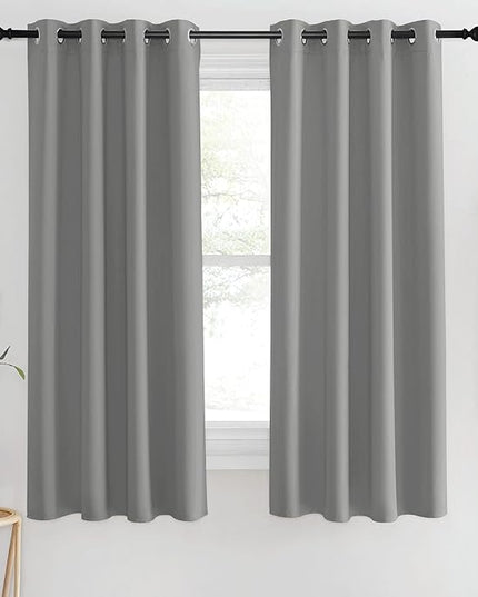 NICETOWN Blackout Bedroom Curtain 63 inches Long - Grommet Thermal Curtain Room Darkening Window Treatment Light Blocking Drape for Living Room (Silver Grey, 1 Panel, W46 x L63)