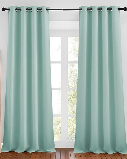 NICETOWN Aqua Blue Curtains 96 inches Long, Grommet Thermal Insulated Blackout Curtains Privacy Window Treatments for Boys Room/Living Room, W46 x L96, 2 Panels