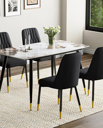 Small Dining Table Set for 4，50'' Sintered Stone Table with 4 Chair Dining Table Set，Easy to Assemble，Suitable for Small Spaces
