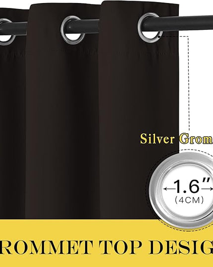 NICETOWN Patio Blackout Curtain Panels - Thermal Insulated Grommet Blackout Drapes Light Blinds Room Darkening Window Treatments for Villa/Cottage (2 Panels, W80 x L95, Toffee Brown)