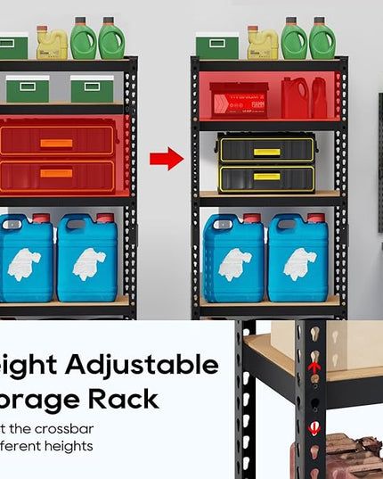 1655LBS Heavy Duty Storage Shelves, 5-Tier Metal Shelving for Garage, 11.8" D x 27.6" W x 60" H, with MDF Boards & Anti-Slip Mat, Ideal for Home, Office, and Warehouse Use