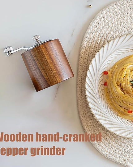 Manual Pepper Grinder – 7.8x5.8x5.8cm Wood Stainless Steel Adjustable Mill, Quick Grind Tool | Perfect for Kitchen Cooking Seasoning, Sesame Cumin Coffee Beans Grinding, Dining Table Culinary
