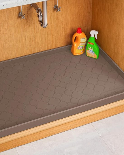 Jin&Bao Waterproof Under Sink Mat 34" x 22", Thick Silicone Mat Cabinet Protector for Kitchen and Bathroom, Shelf Liner, Home Organizer and Storage, Multipurpose Tray for Gadgets and Essentials