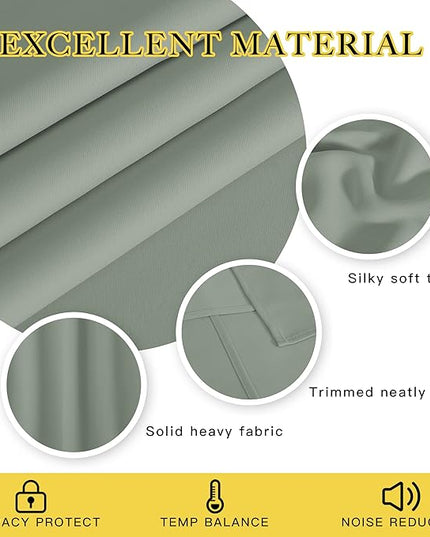NICETOWN Room Darkening Curtain for Living Room - Energy Saving Thermal Insulated Grommet Room Darkening Curtain/Drape for Bedroom (1 Panel, 46 by 72, Sage Green)