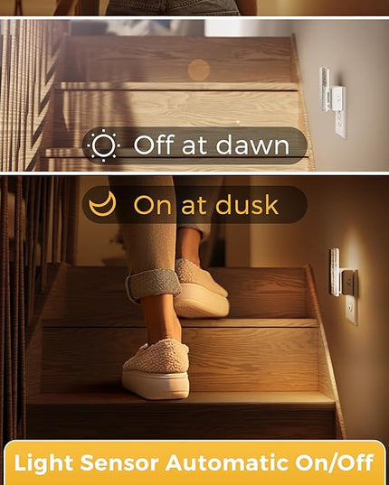 L LOHAS LED Night Lights Plug Into Wall, Night Light with Dusk-to-Dawn Sensor, Dimmable Decorative LED Nightlights, 0-100LM 3000K Adjustable Brightness for Bathroom, Hallway, Bedroom,Stairway