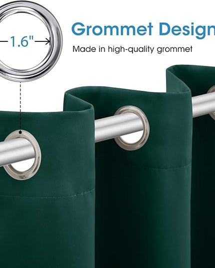 HOMEIDEAS Dark Green Blackout Curtains for Bedroom 52 X 84 Inch Length 2 Panels Set Room Darkening Bedroom Curtains, Soundproof Thermal Grommet Window Curtains for Living Room for Christmas