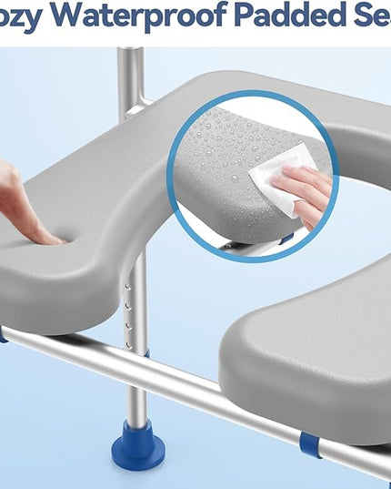 Toilet Seat Risers for Seniors, Removable Padded Raised Toilet Seat with Handles, Easy to Clean Adjustable Height Toilet Riser, Handicap Elevated Seat 400lb, Fits Any Toilet