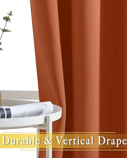 NICETOWN Blackout Drapery Curtain Panel 90 inches Long - Window Treatment Thermal Insulated Grommet Blackout Curtain/Drape for Bedroom Living Room (Burnt Orange, 1 Panel, 46 by 90 inches)