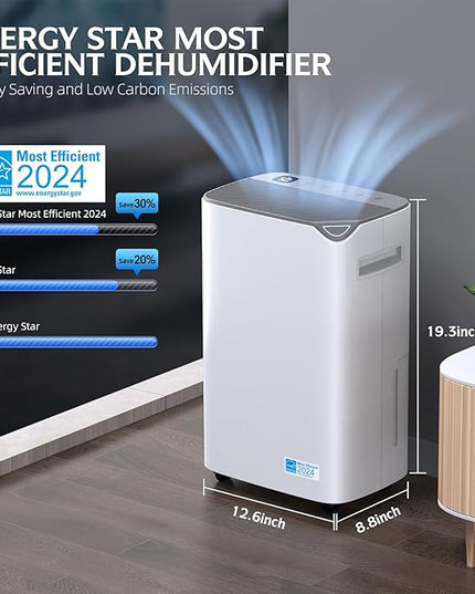 2500 Sq.Ft Smart Compressor Dehumidifiers for Home, Basement Bedroom,Bathroom, 34 Pints Energy Star, Auto or Manual Drainage, with Drain Hose,Continuous Drainage, Auto Defrost, 24H Timer