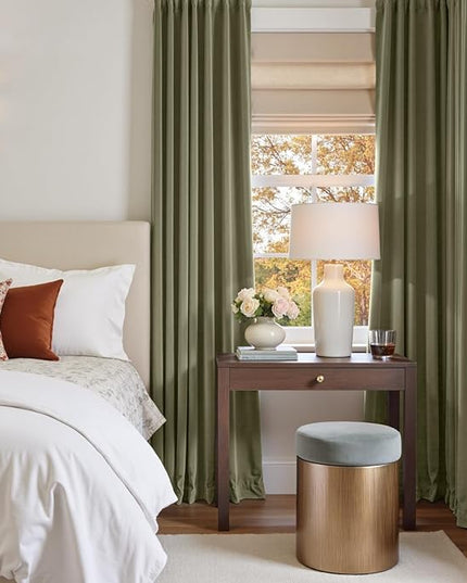 Lazzzy Velvet Blackout Curtains Thermal Insulated Room Window Drapes Super Soft Luxury Curtains for Living Room Bedroom Rod Pocket 2 Panels, Olive Sage, 52" W x 120" L