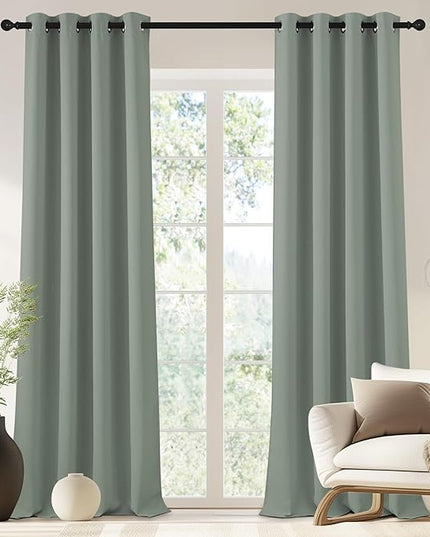 NICETOWN Blackout Drapery Curtain Panel 90 inches Long - Window Treatment Thermal Insulated Grommet Blackout Curtain/Drape for Bedroom Living Room (Sage Green, 1 Panel, 46 by 90 inches)