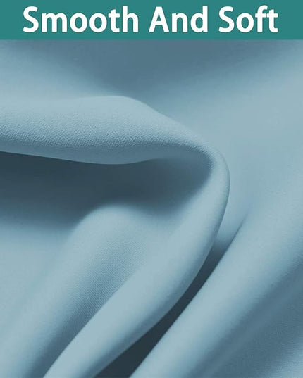 Yakamok 100% Blackout Curtains Energy Saving Thermal Insulated 2 Thick Layers Completely Blackout Drapes with Black Liner for Bedroom (52Wx96L,Sky Blue, Set of 2)