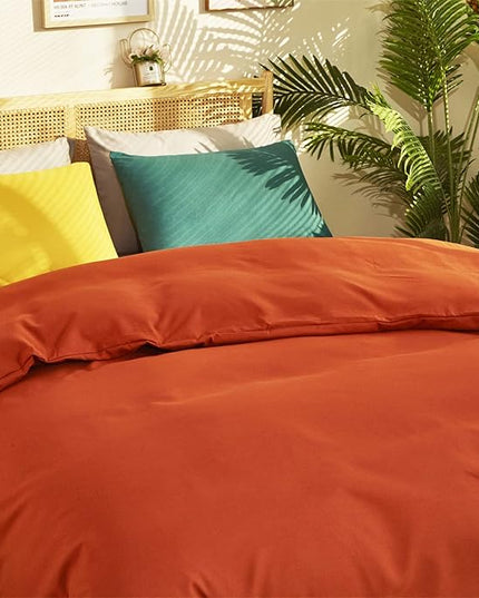 CLOTHKNOW California King Rust Comforter Set 3Pcs Burnt Orange Bedding Comforter Sets Terracotta Comforter Caramel Comforter Set California King