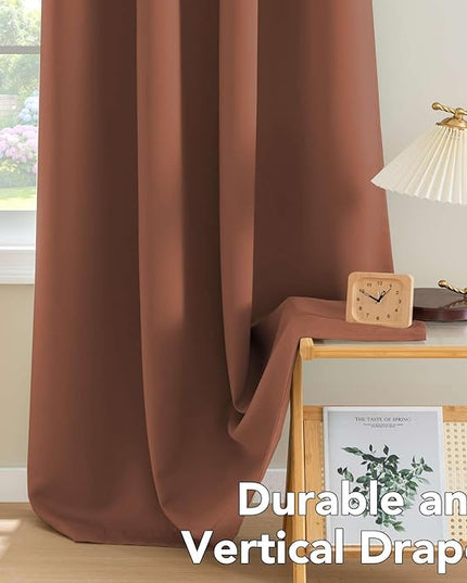 H.VERSAILTEX Room Darkening Curtains for Living Room Light Reducing Thermal Insulated Window Treatment Panels/Drapes Grommet Top 2 Panels (Washed Spice - 52 x 72 Inches)