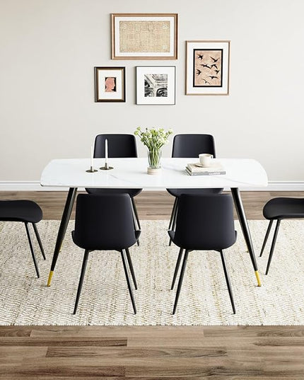 Dining Room Table Set for 6, Dining Table Set for 6 with Chairs, Sintered Stone Dining Set for 6, Easy to Assemble