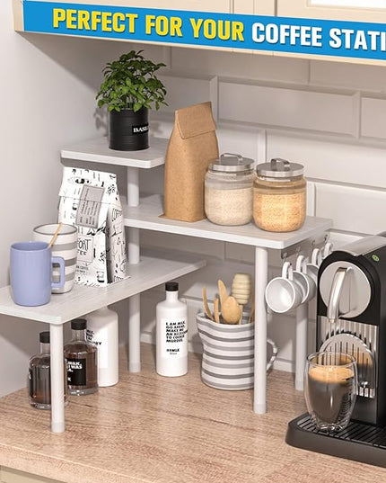 JayRex Bathroom Organizer Countertop Corner Shelf, 3 Tier Moveable Organizer for Make Up, Dresser Table, Desktop (White)