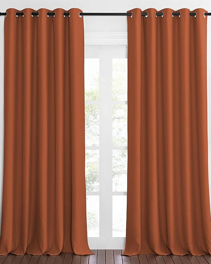 NICETOWN Blackout Curtain Drape for Bedroom - Light Reducing Thermal Insulated Solid Grommet Room Darkening Window Curtain 90 inches Long for Living Room (Burnt Orange, 1 Piece, W66 x L90)