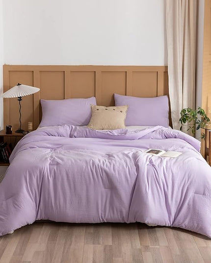 ROSGONIA Full Size Comforter Sets for Girls Boys Teens Lavender, 3pcs (1 Boho Comforter & 2 Pillowcases) Lightweight Kids Comforter Sets Blanket