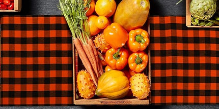 Urban Villa Table Runner 100% Cotton Fused Table Runner Halloween Checks 14''x72'' Over Sized Buffalo Check Table Runner Heavier Quality