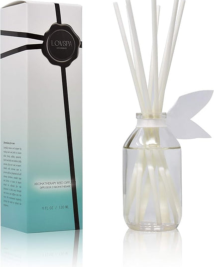 LOVSPA Reed Diffuser Set, Summer Linen Scented Oil Diffuser with Sticks, Home Fragrance Accessories for Bathroom Shelf Decor, Aroma Diffusers for Home or Office Desk, USA Made