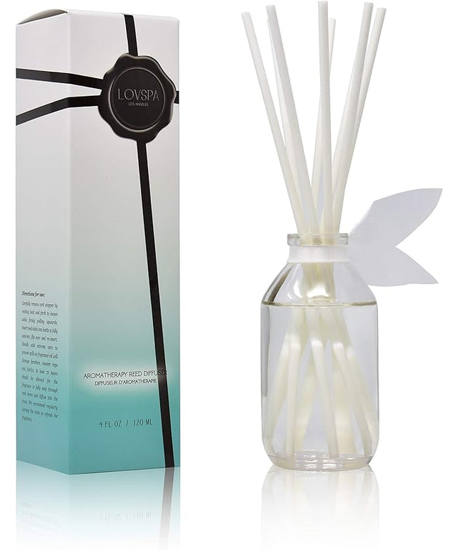 LOVSPA Reed Diffuser Set, Summer Linen Scented Oil Diffuser with Sticks, Home Fragrance Accessories for Bathroom Shelf Decor, Aroma Diffusers for Home or Office Desk, USA Made