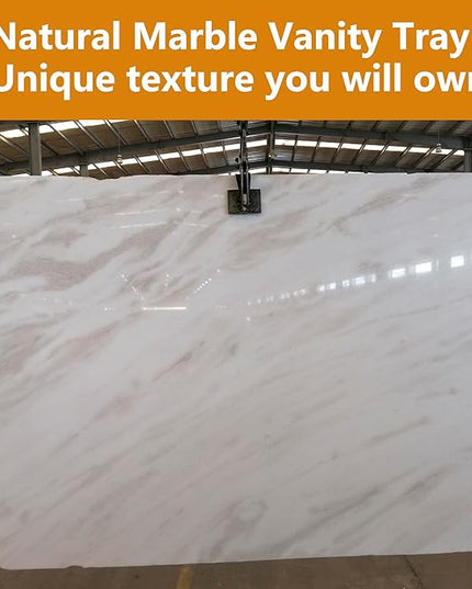 Vanity Tray, 11.8inch Marble Bathroom Tray for Countertop, White Marble Bathroom Dresser, Stone Serving Tray for Kitchen Counter, Storage Organizer for Decor, Perfume, Jewelry