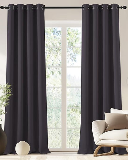 NICETOWN Blackout Drapery Curtain Panel 90 inches Long - Window Treatment Thermal Insulated Grommet Blackout Curtain/Drape for Bedroom Living Room (Greyish Purple, 1 Panel, 46 by 90 inches)