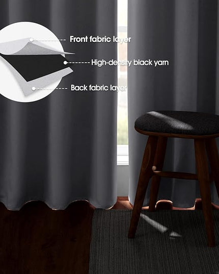 HOMEIDEAS Greyish White Blackout Curtains 42 X 84 Inch 2 Panels Room Darkening Bedroom Curtains, Thermal Grommet Light Blocking Window Curtains for Living Room
