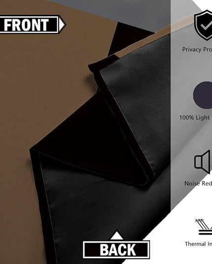 Brown 100% Blackout Curtains for Bedroom 96 inch Long 2 Panels Set Black White Gray Modern Abstract Geometric Black Out Curtains Insulated Room Darkening Window Drapes for Living Room, 52Wx96L