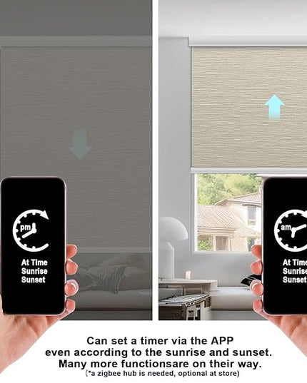 Motorized Blinds with Remote Smart Blackout Shades Electric Curtains Automatic Roller Blinds Shades for Indoor Windows Cordless with Alexa Google Home(Blackout Cloud Beige,W28x H62)