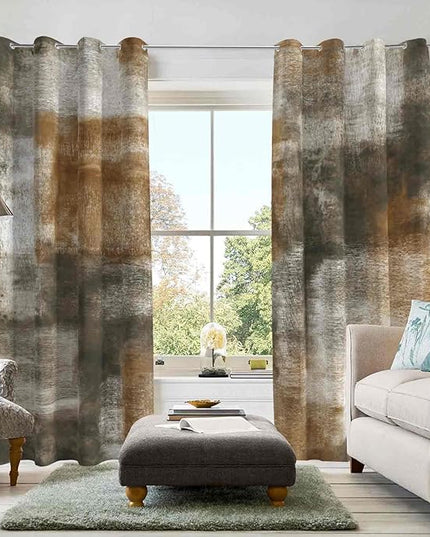 Asuexpect Abstract Curtains for Living Room 2 Panels Abstract Rust Curtain Room Darkening Grommet Window Drapes Modern Decorative Window Treatments for Bedroom, 52x84 Inches, Tan