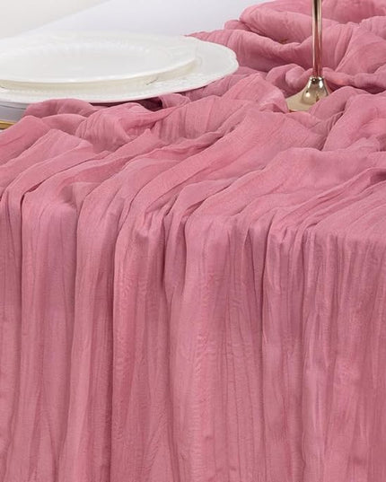 Socomi Mauve Cheesecloth Table Runner Boho Rustic Christmas Gauze 120 inch 10FT Cheese Cloth Runner for Wedding Party Baby Shower Birthday Home Decor Holiday Decorations