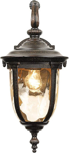 John Timberland Bellagio European Outdoor Carriage Light Fixture Bronze Metal 16 1/2" Hammered Glass Wall Sconce for Exterior House Porch Patio Outside Deck Garage Yard Front Door Garden Home