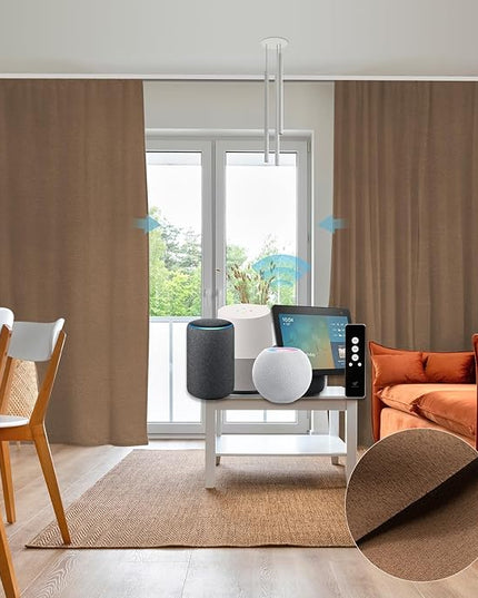 SmartWings Automatic Curtain Opener with Drapery, Motorized Vertical Blinds with Remote, Electric Closet Doors Sliding Panels Compatible with Alexa Google Homekit, 93% Blackout Brown Orange