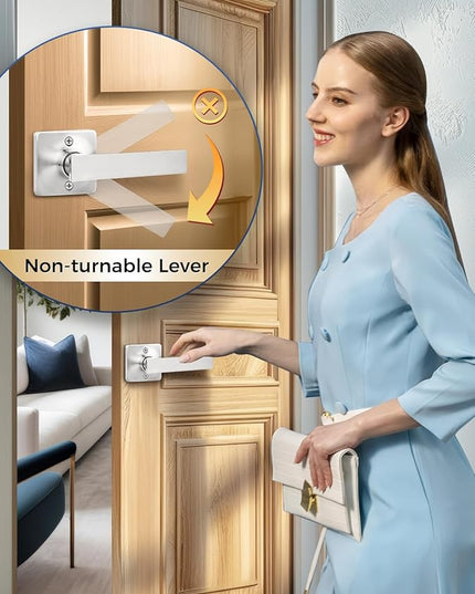 Mengico 3 Pack Interior Door Lock,Satin Nickel Modern Door Handle,Door Lever Handle Dummy Door Handle(No Latch)