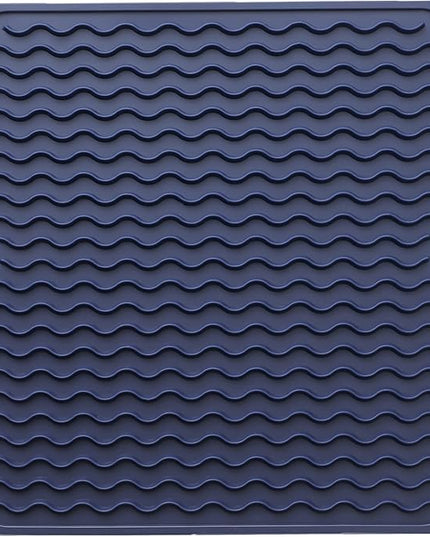 Silicone Dish Drying Mat for Multiple Usage,Easy clean,Eco-friendly,Heat-resistant Silicone Mat for Kitchen Counter or Sink,Refrigerator or Drawer liner Navy Blue M 12 inches x 12 inches