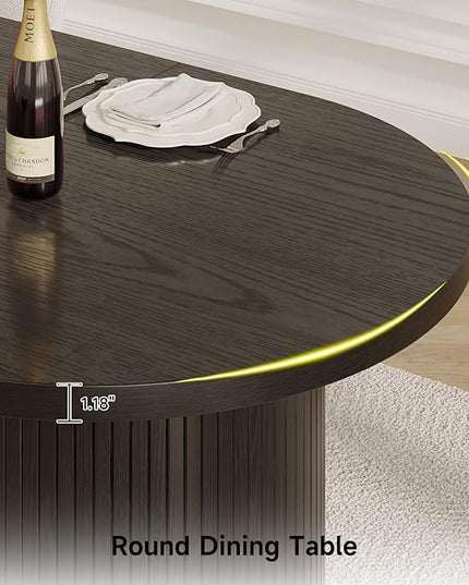 ONBRILL 70.8 Inch Dining Table for 4-6, Oval Dining Room Table with Curved Fluted Wood Strip Base, Mid-Century Modern Kitchen Tables with Footpads, Dinner Tables for Living Room, Dining Room, Black