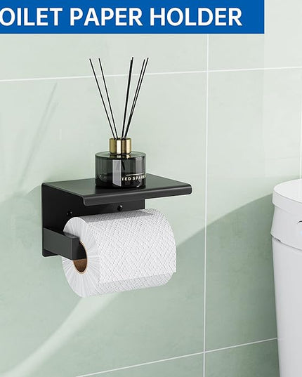 10-Pieces Bathroom Hardware Set, SUS304 Stainless Steel Wall Mounted 23.6 Inch Towel Bar, Toilet Paper Holder, Towel Hooks, Bathroom Towel Bar Set (Matte Black (Type 2), 10 Piece-23.6 inch)