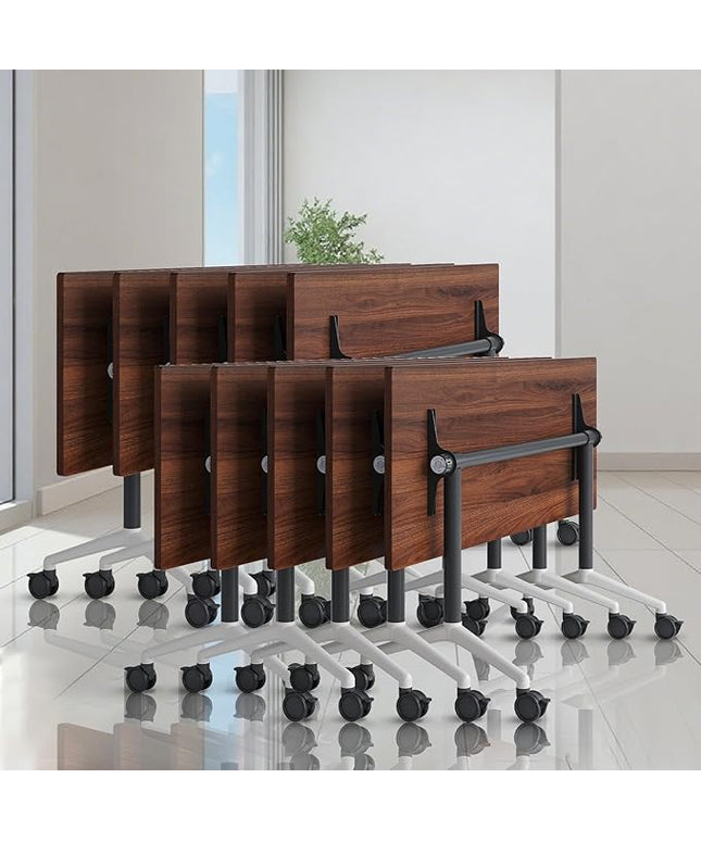 Folding Conference Room Tables, Seminar Conference Table Modern Flip Top Training Meeting Tables, Conference Room Table with Wheels for Home Office Classr,10 Pack 70.8inch