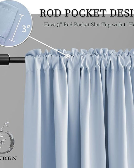 DONREN Dream Blue Living Room Curtain Panels,Energy Saving Thermal Insulated Room Darkening Drapes/Draperies (Light Blue,1 Pair,42 by 72 inch)