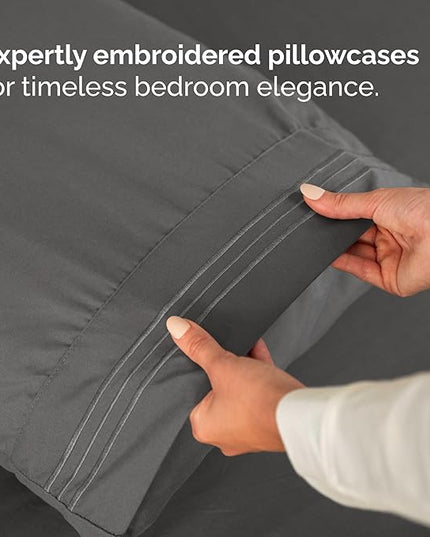 Twin Size 3 Piece Sheet Set - Comfy Breathable & Cooling Bed Sheets Set - Hotel Luxury Bedding for Women, Men, Kids, Teens, Boys & Girls - Deep Pockets, Ultra-Soft, Wrinkle Free - Oeko-Tex - Charcoal