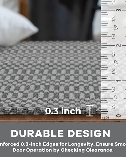 KOZYFLY Washable Runner Rug 3x14 ft Hallway Kitchen Runner Rugs with Rubber Backing Bobo Non Slip Entryway Runner Indoor, Long Carpet Runners for Hall Kitchen Entryway, Grey/Charcoal Grey