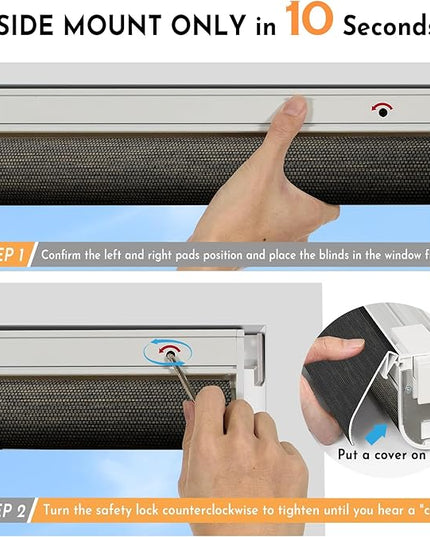 Persilux Smart Motorized Blinds with Remote, No Drill Automatic Roller Shades for Indoor Windows, Light Filtering Linen Fabric, Electric Blinds for Windows, Weave Blend Coal C162-8, Custom Size