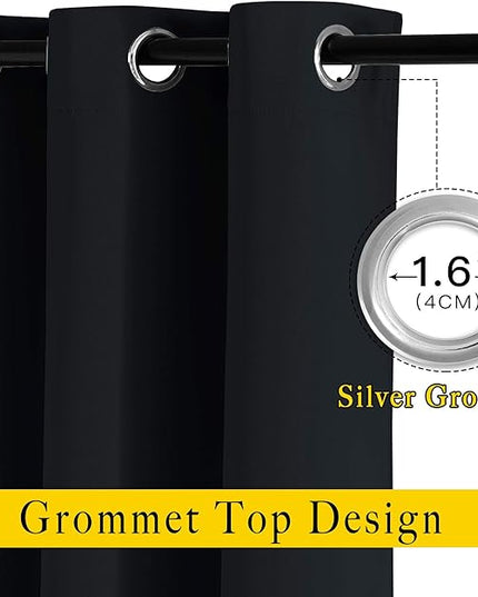 NICETOWN Black Doorway Curtains 80 inch Length 2 Panels Set - Grommet Thermal Insulated Blackout Window Treatments Sound Blocking Drapes for Living Room/Bedroom, W40 x L80