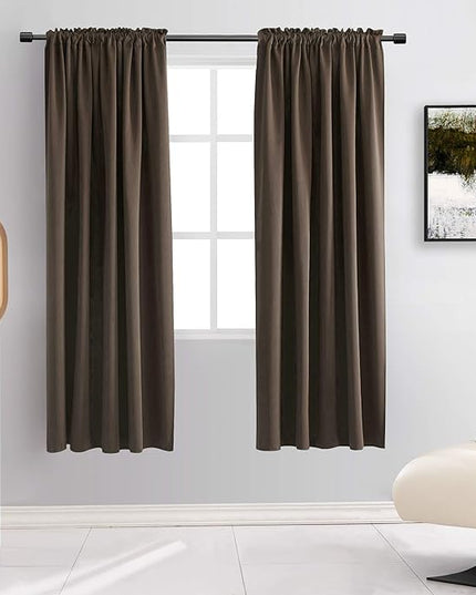 DONREN Blackout Rod Pocket Curtain Panels - Thermal Insulated Curtains for Living Room (Chocolate Brown,42 W x 72 L Inch,2 Panels)