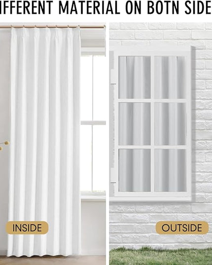 IVAPUPU Linen Pinch Pleated Blackout Curtains for Bedroom - Ivory Full Black Out Curtains 108 Inch 2 Panels Set for Living Room Darkening Thermal Window Curtain Drapes with 16pc Hooks