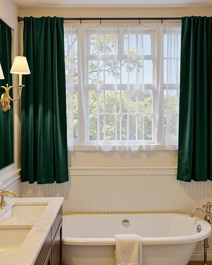 Lazzzy Velvet Blackout Curtains Thermal Insulated Room Window Drapes Super Soft Luxury Curtains for Living Room Bedroom Rod Pocket 2 Panels, Emerald Green, 52" W x 72" L