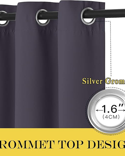 NICETOWN Room Divider Curtain 132 Inches Long, Wide Blackout Sliding Door Curtain for Bedroom, Room Darkening Privacy Window Curtain for Patio Door (1 Panel Set, Greyish Purple, 80 x 132 Inch)