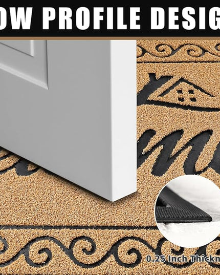 Yimobra Welcome Mat Outdoor Indoor, Waterproof Heavy Duty Front Door Mat Outside Entrance, Extra Sturdy Non-Slip Doormat, Low Profile, Dirt Trapping, 36x24 Inches, Yellow