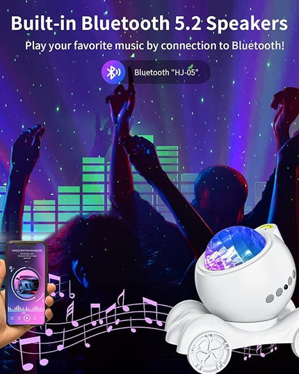 ENOKIK Northern Light Projector, Aurora Star Projector Built-in Bluetooth Speaker, White Noise Machine for Kids Adults, Galaxy Light for Bedroom/Ceiling/Party/Gift (White)